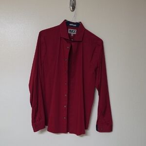 Express Men's Button-Up Shirt in Deep Red